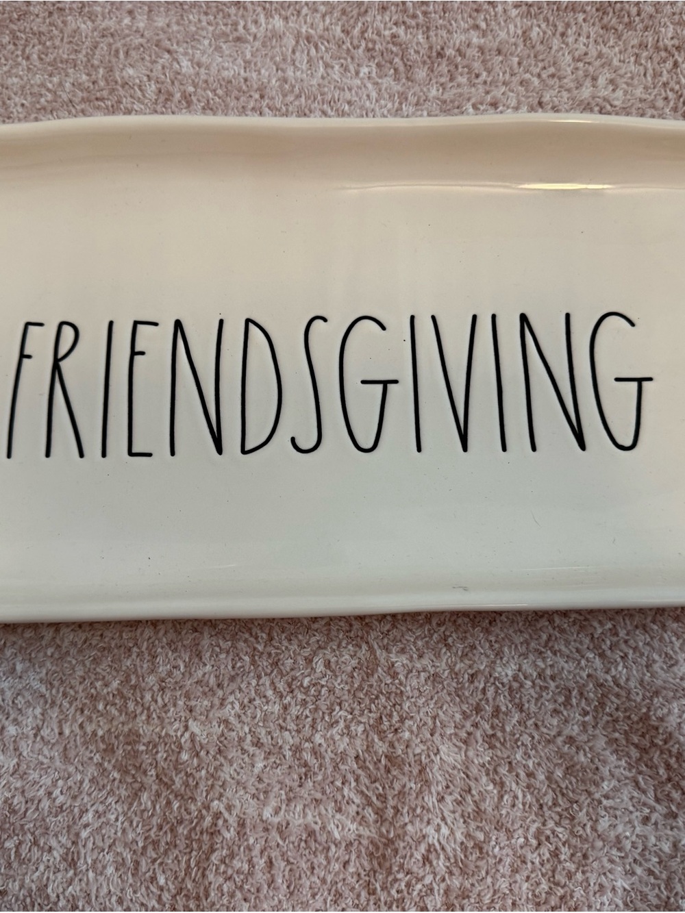 Rae Dunn Cream Serving Platter with Black "FRIENDSGIVING" Lettering